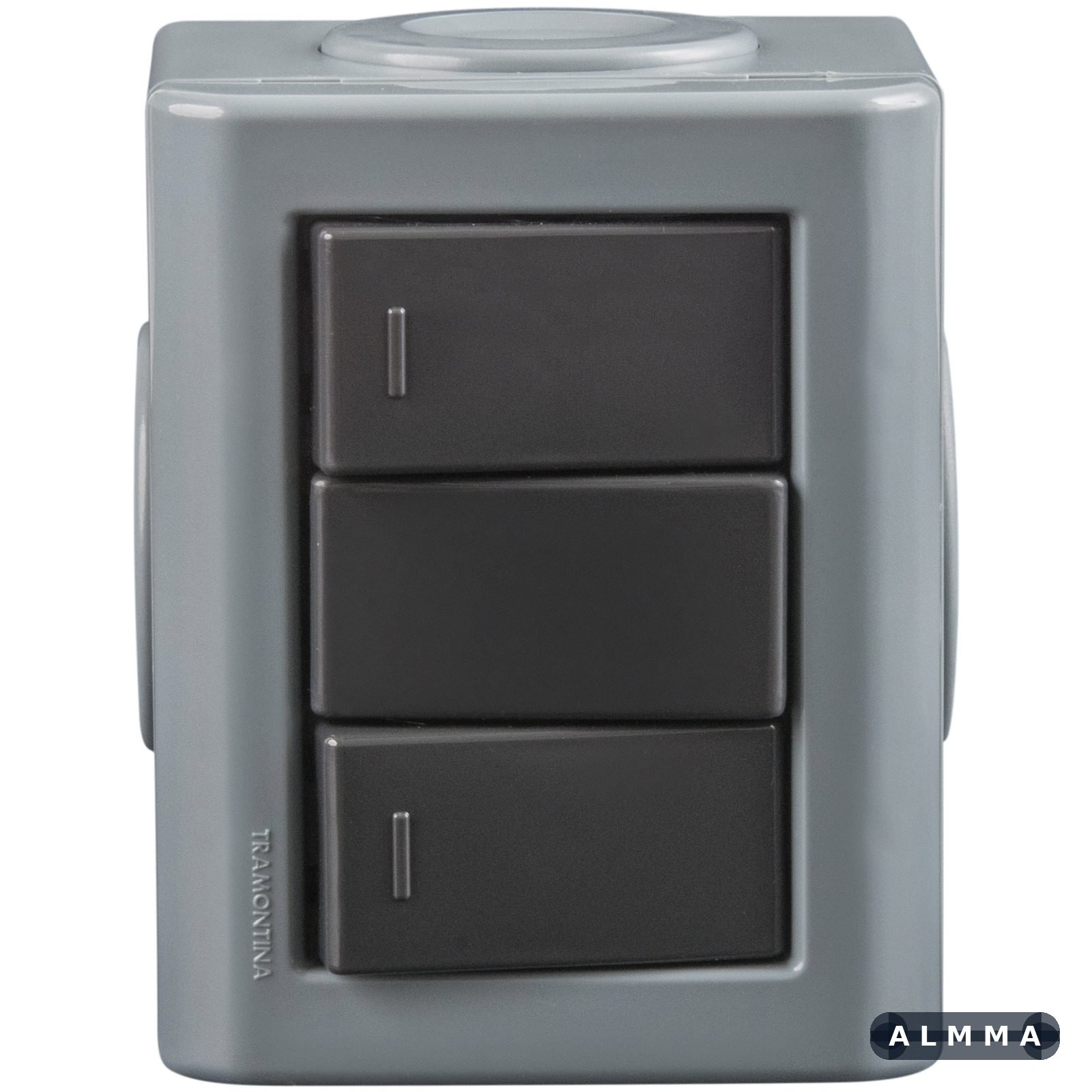 Lizflex multipurpose surface-mount set, gray, with 2 graphite single-pole switches (10A/250V) + 3 blank inserts 12 UNIDADES EMB.MINIMA