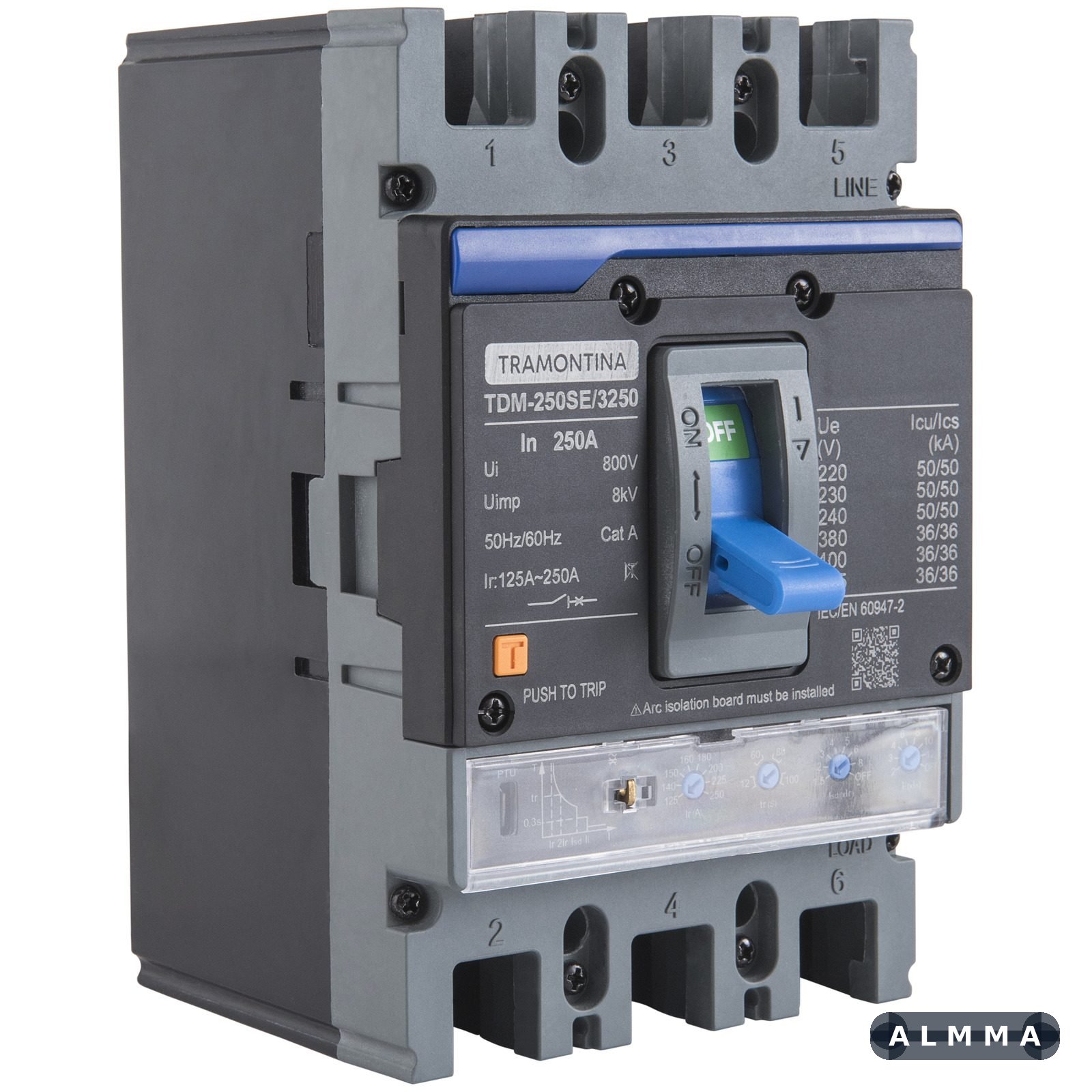 Disjuntor Caixa Moldada Ajustável Tramontina TDM-250SE 3P 125/250A 50kA 1 UNIDADES EMB.MINIMA