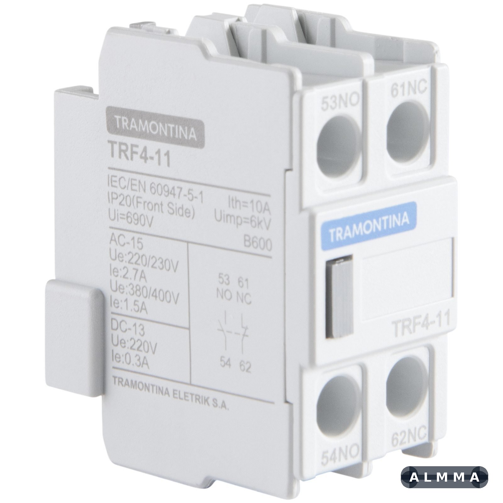 Contato Auxiliar Frontal para Contator Tramontina TRF4-11 1NF+1NA 10 UNIDADES EMB.MINIMA