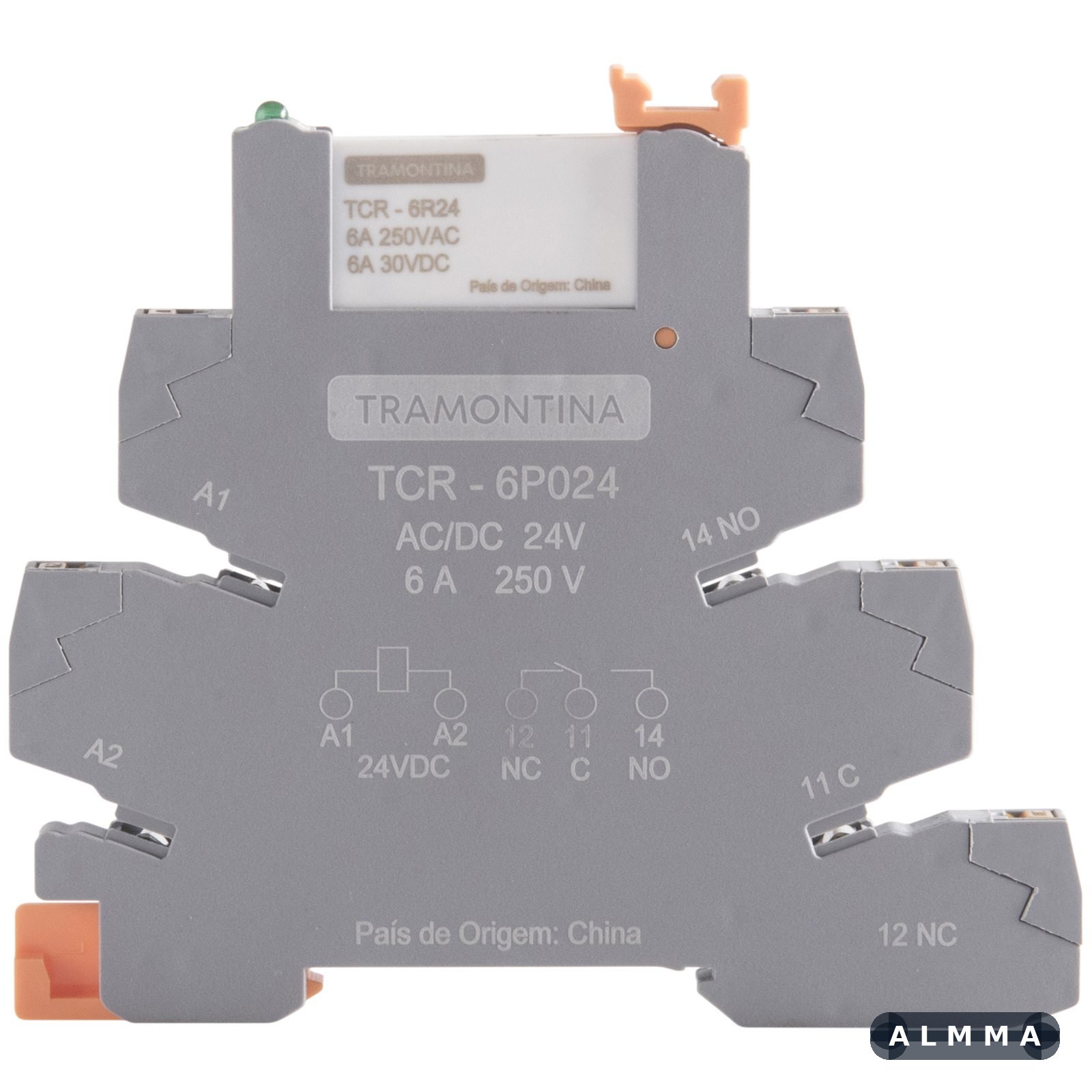 Relé de Interface Tramontina com Base Push In 24V AC/DC 6A 20 UNIDADES EMB.MINIMA