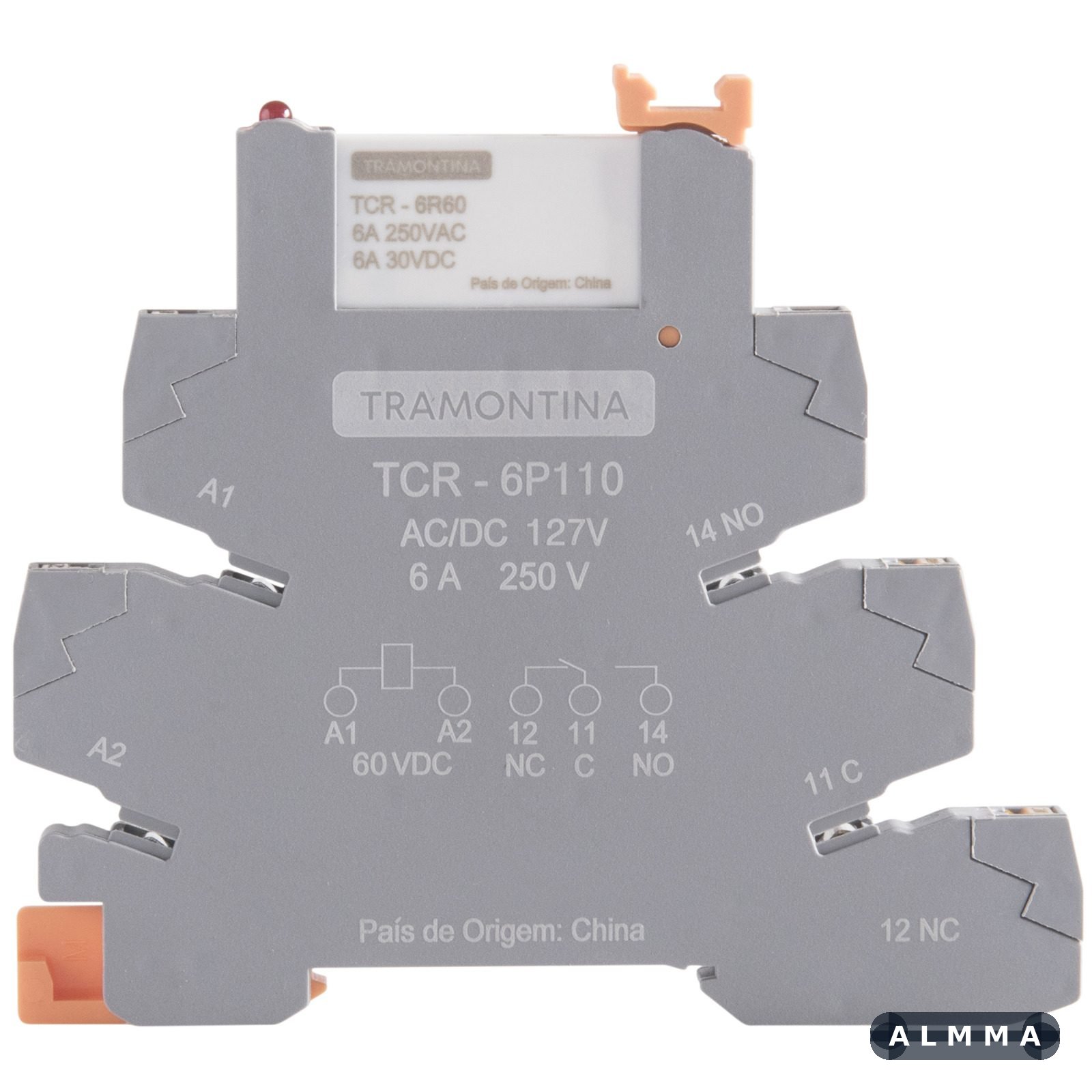Relé de Interface Tramontina com Base Push In 127V AC/DC 6A 20 UNIDADES EMB.MINIMA