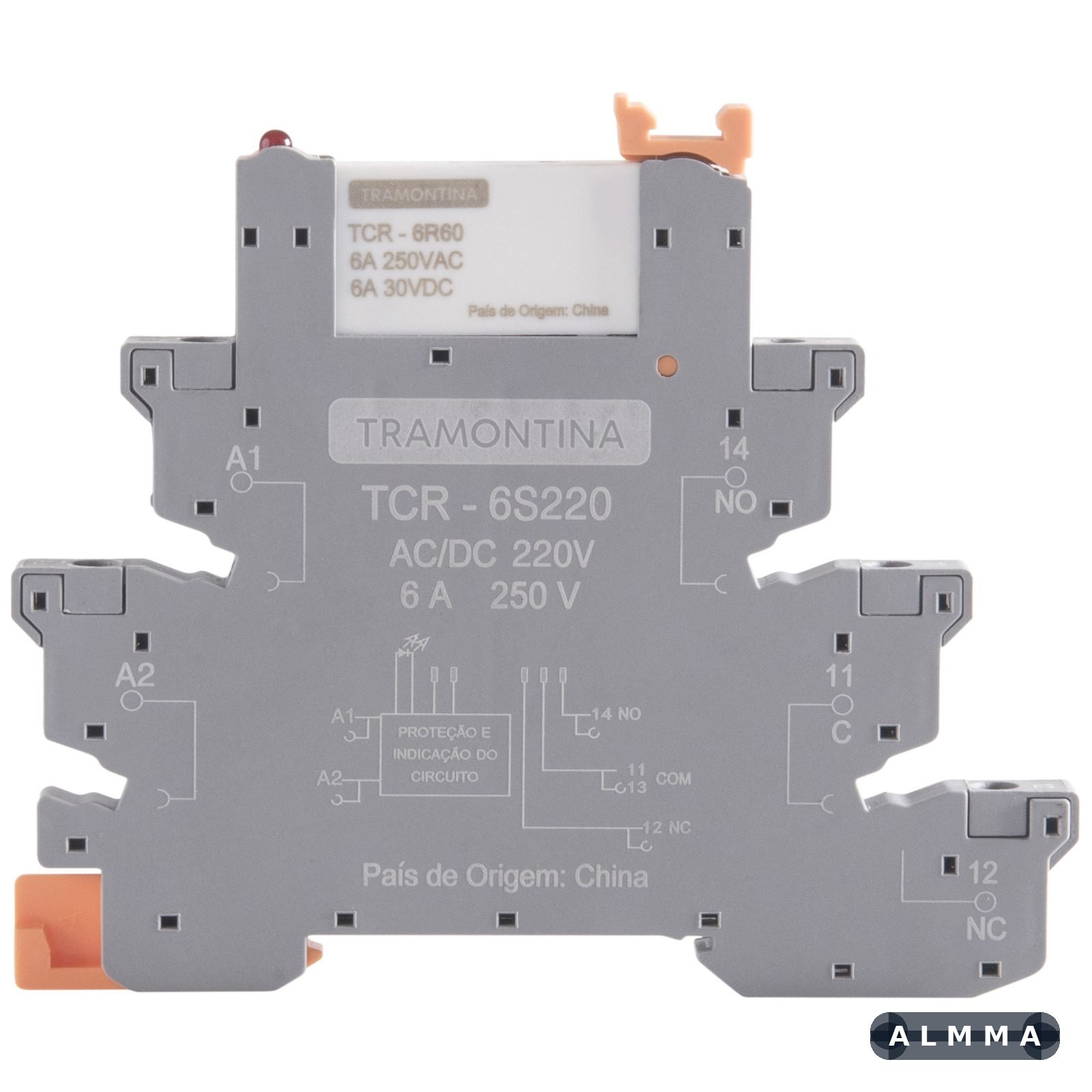 Relé de Interface Tramontina com Base Parafuso 220V AC/DC 6A 20 UNIDADES EMB.MINIMA