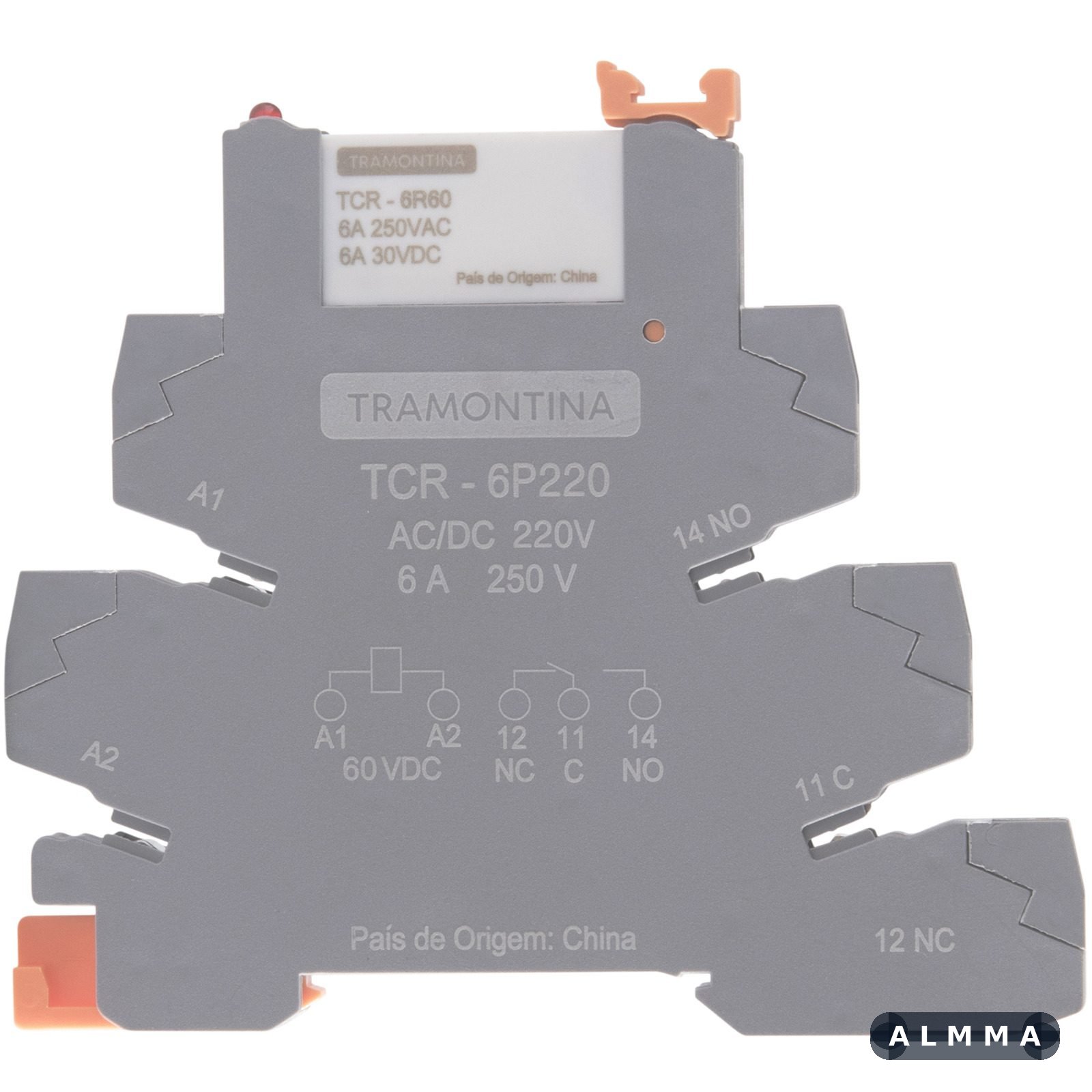 Relé de Interface Tramontina com Base Push In 220V AC/DC 6A 20 UNIDADES EMB.MINIMA
