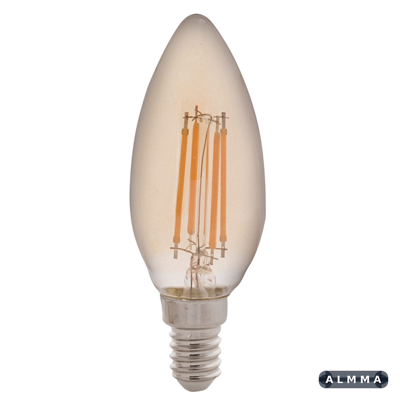Lâmpada LED de Filamento Vela Tramontina C35 Base E14 4 W 2200 K Luz Amarela Âmbar 50 UNIDADES EMB.MINIMA