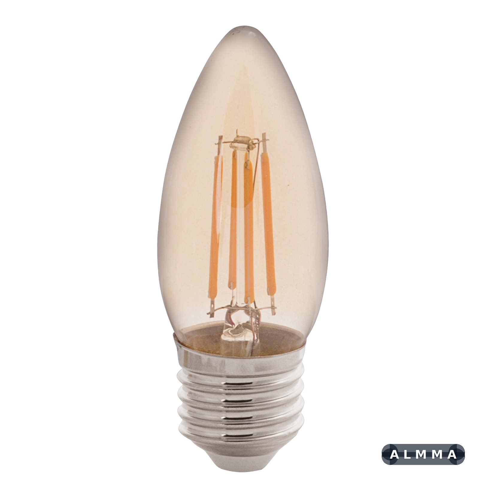 Lâmpada LED de Filamento Vela Tramontina C35 Base E27 4 W 2200 K Luz Amarela Âmbar 50 UNIDADES EMB.MINIMA
