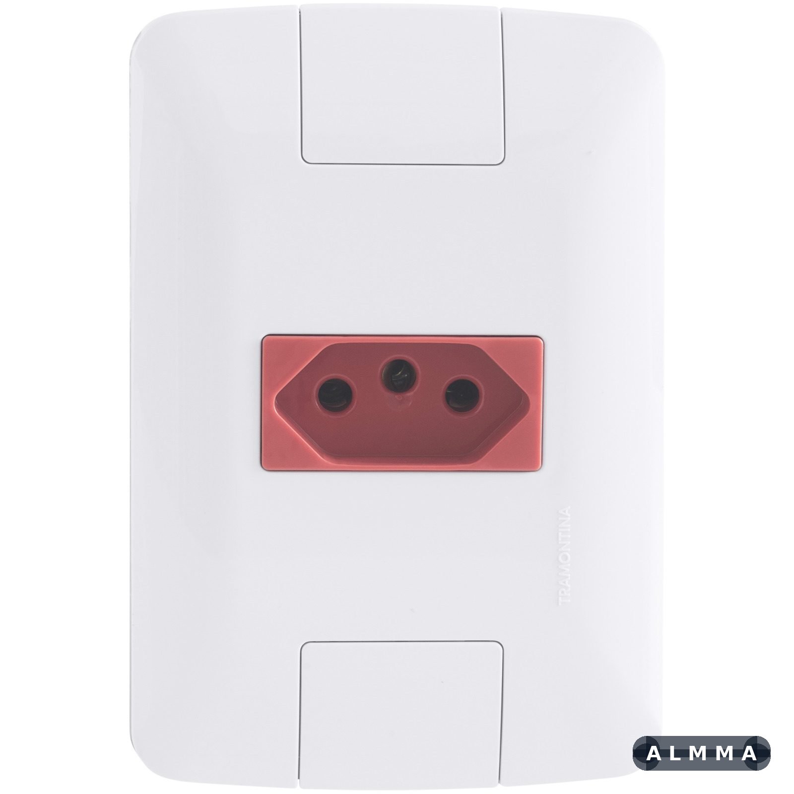 Conjunto 4x2 com 1 Tomada 2P+T Tramontina Aria 20 A 250 V Branco e Vermelho 20 UNIDADES EMB.MINIMA