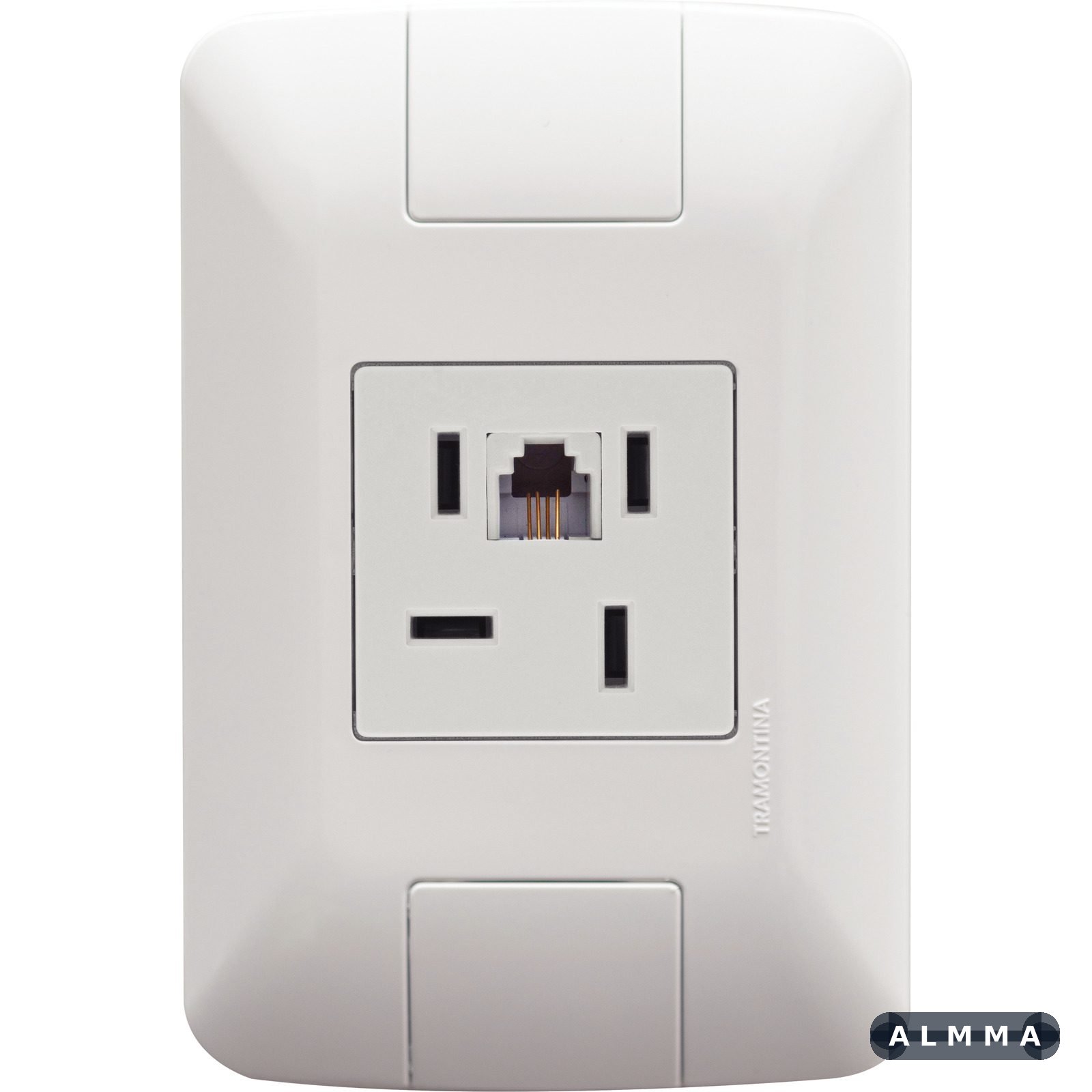 Conjunto 4x2 com 1 Tomada Telefone 4P e RJ11 Tramontina Aria Branco 1 UNIDADES EMB.MINIMA