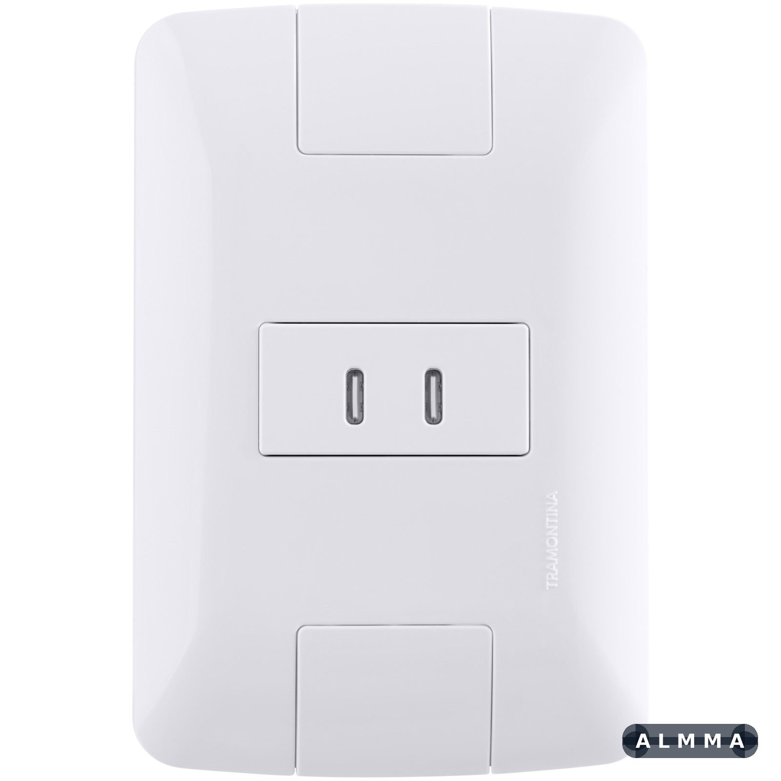 Conjunto 1 Posto com 2 Tomadas USB-C 2 A Bivolt Tramontina Branco 20 UNIDADES EMB.MINIMA
