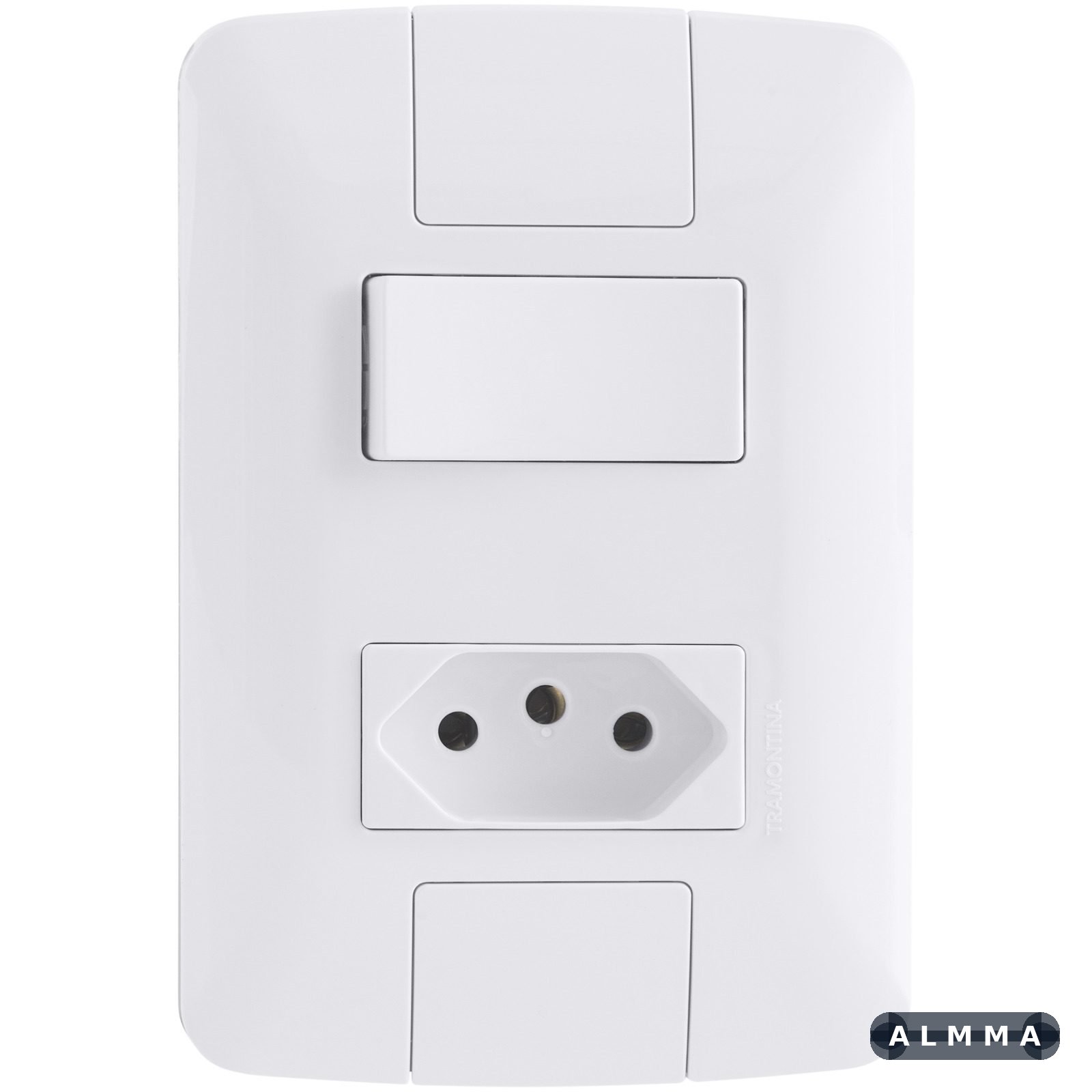 Conjunto 4x2 com 1 Interruptor Paralelo 6 A 250 V e 1 Tomada 2P+T 20 A 250 V Tramontina Aria Branco 20 UNIDADES EMB.MINIMA