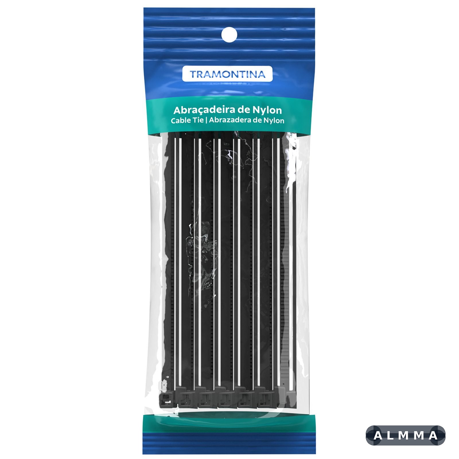 Abraçadeira de Nylon 400X4,80 mm Tramontina Preta, pacote com 50 unidades 10 UNIDADES EMB.MINIMA