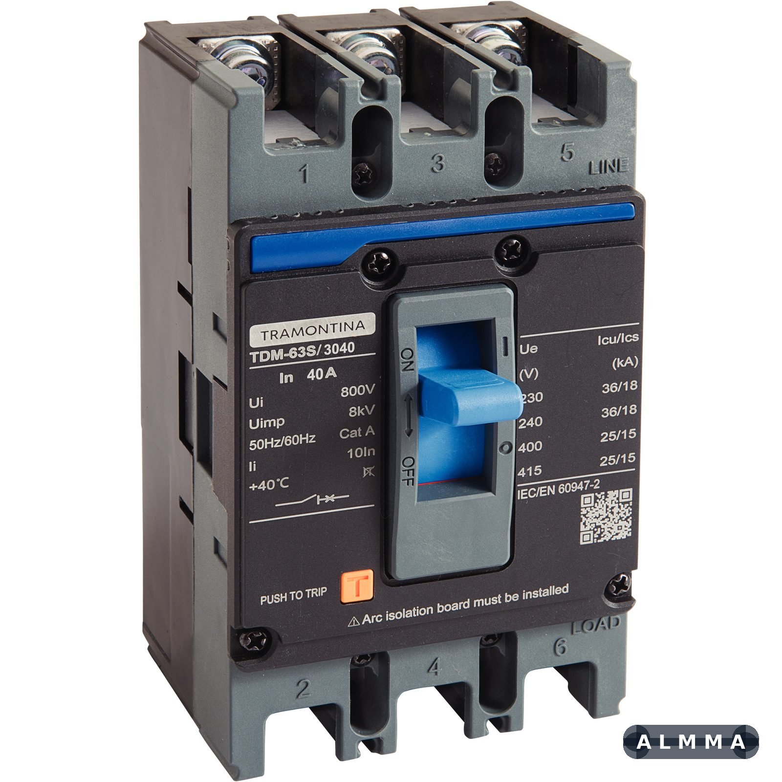 Disjuntor Caixa Moldada Tramontina TDM-63S 3P 40A 36kA 1 UNIDADES EMB.MINIMA