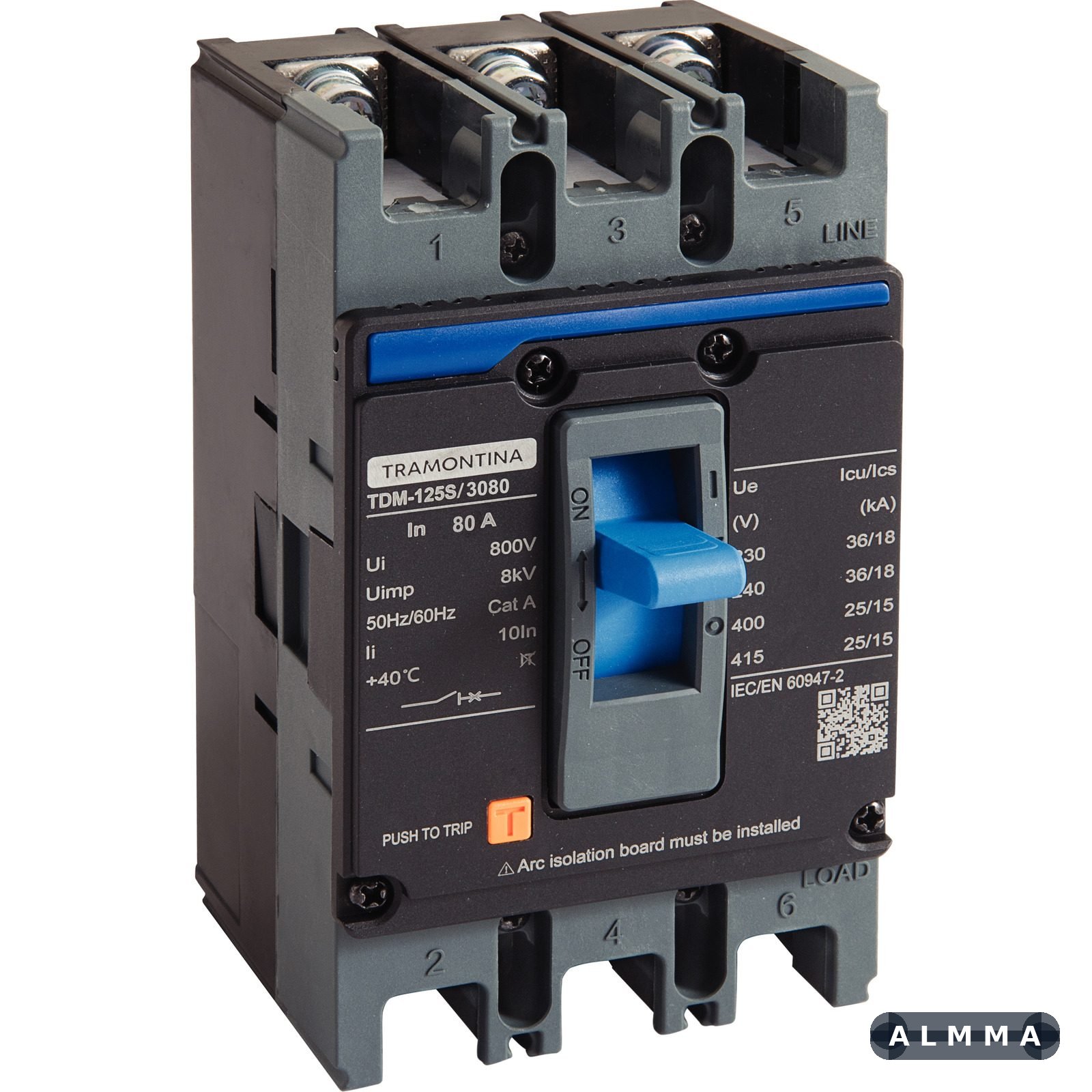Disjuntor Caixa Moldada Tramontina TDM-125S 3P 80A 36kA 1 UNIDADES EMB.MINIMA