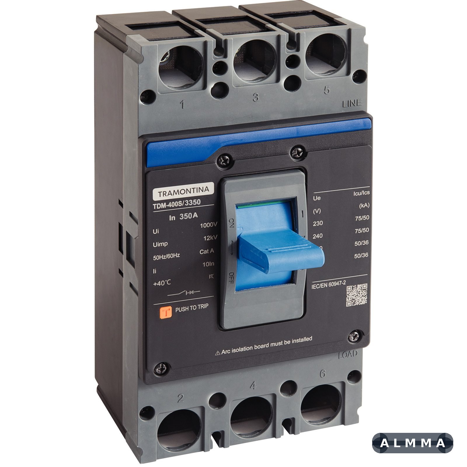 Disjuntor Caixa Moldada Tramontina TDM-400S 3P 350A 75kA 1 UNIDADES EMB.MINIMA