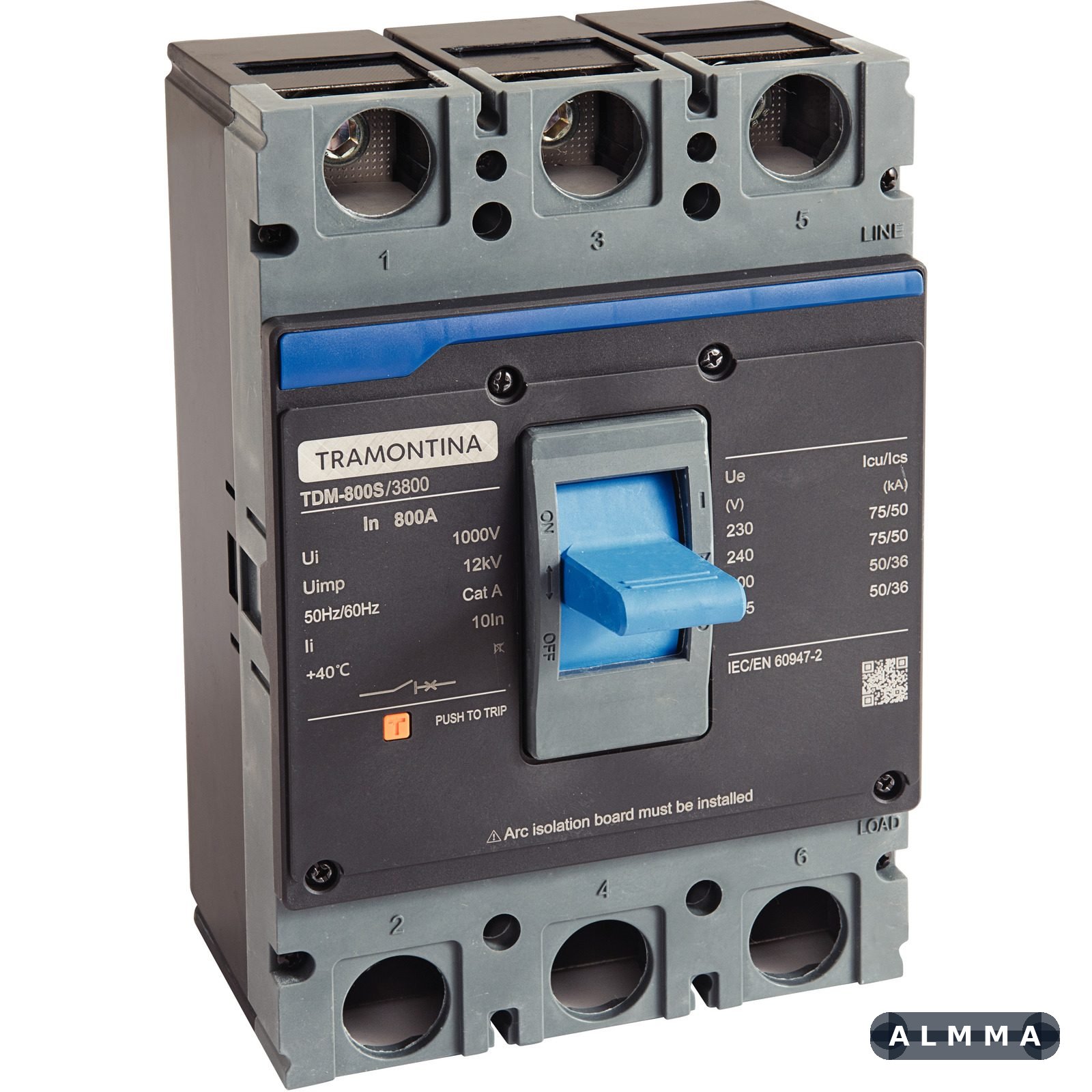 Disjuntor Caixa Moldada Tramontina TDM-800S 3P 800A 75kA 1 UNIDADES EMB.MINIMA