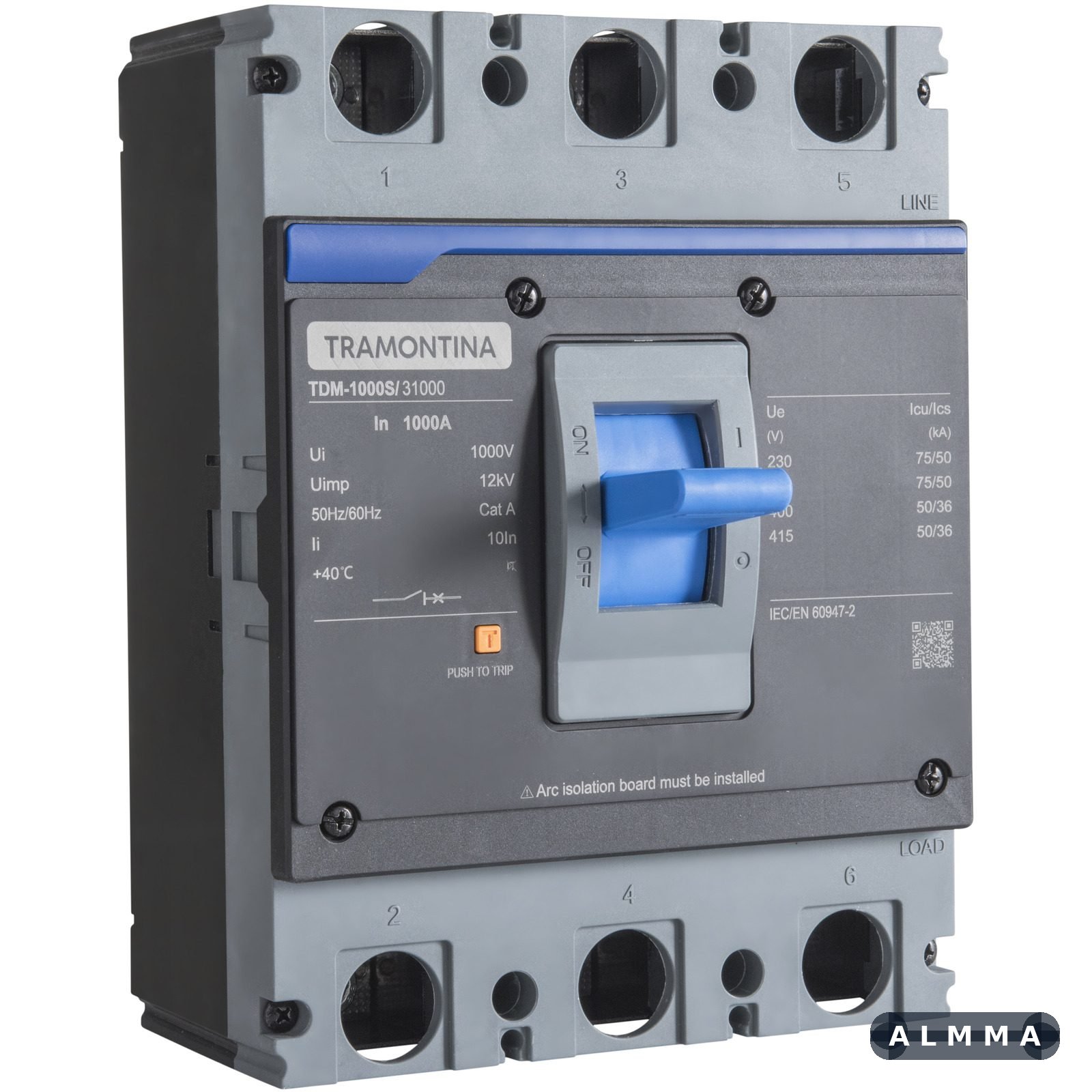 Disjuntor Caixa Moldada Tramontina TDM-1000S 3P 1000A 75kA 1 UNIDADES EMB.MINIMA